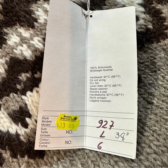 VTG Viking Icelandic Wool Sweater Women’s Large Cream Brown Fair Isle Hand Knit - Picture 8 of 10